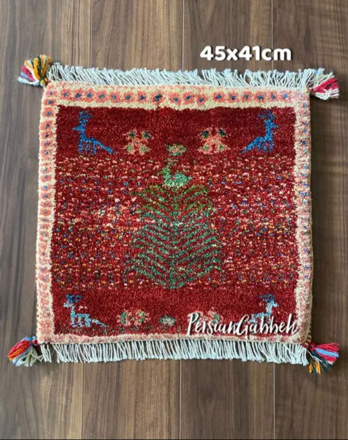 ペルシャ ギャッベ カシュガイ ミニマット 45×41cm 座布団 QSGM67– MARC My Aladdin's Rug & Carpet