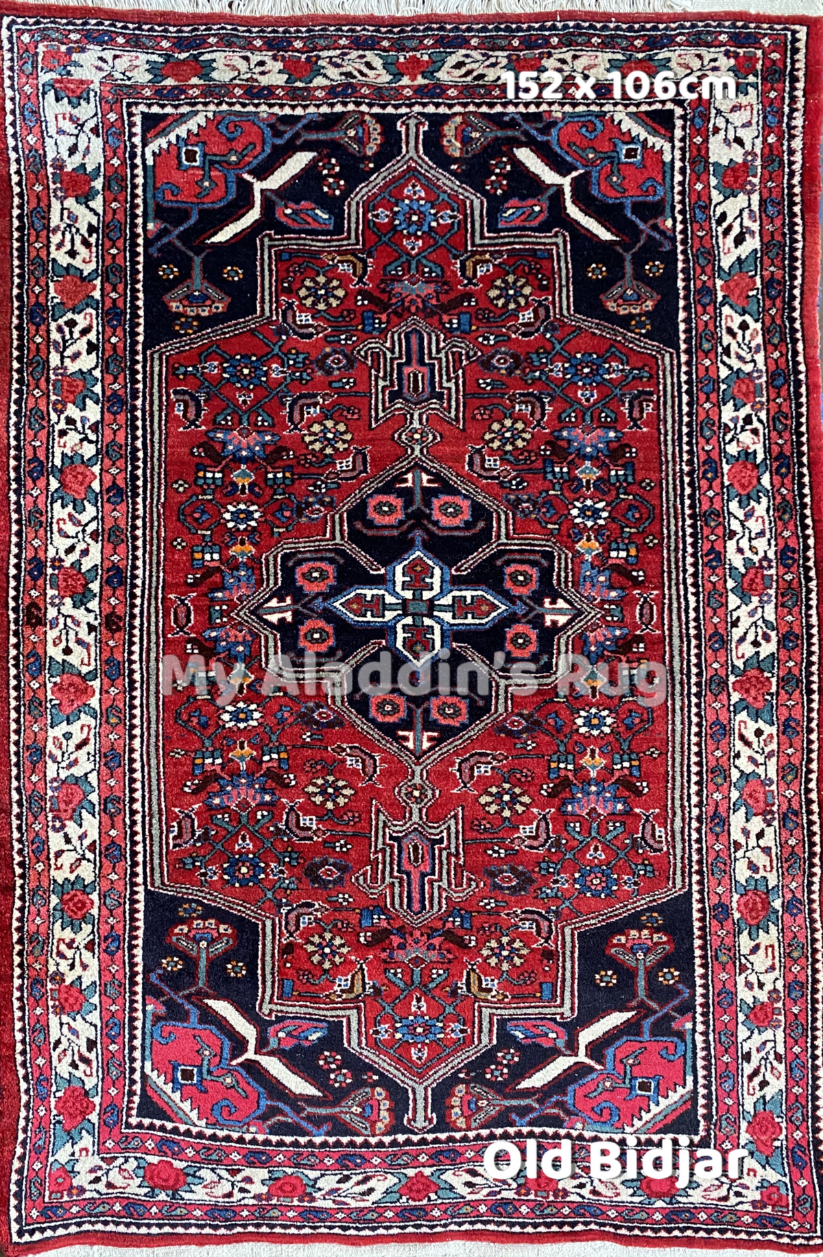 オールド　ビジャー産　ペルシャ絨毯　152×106cm