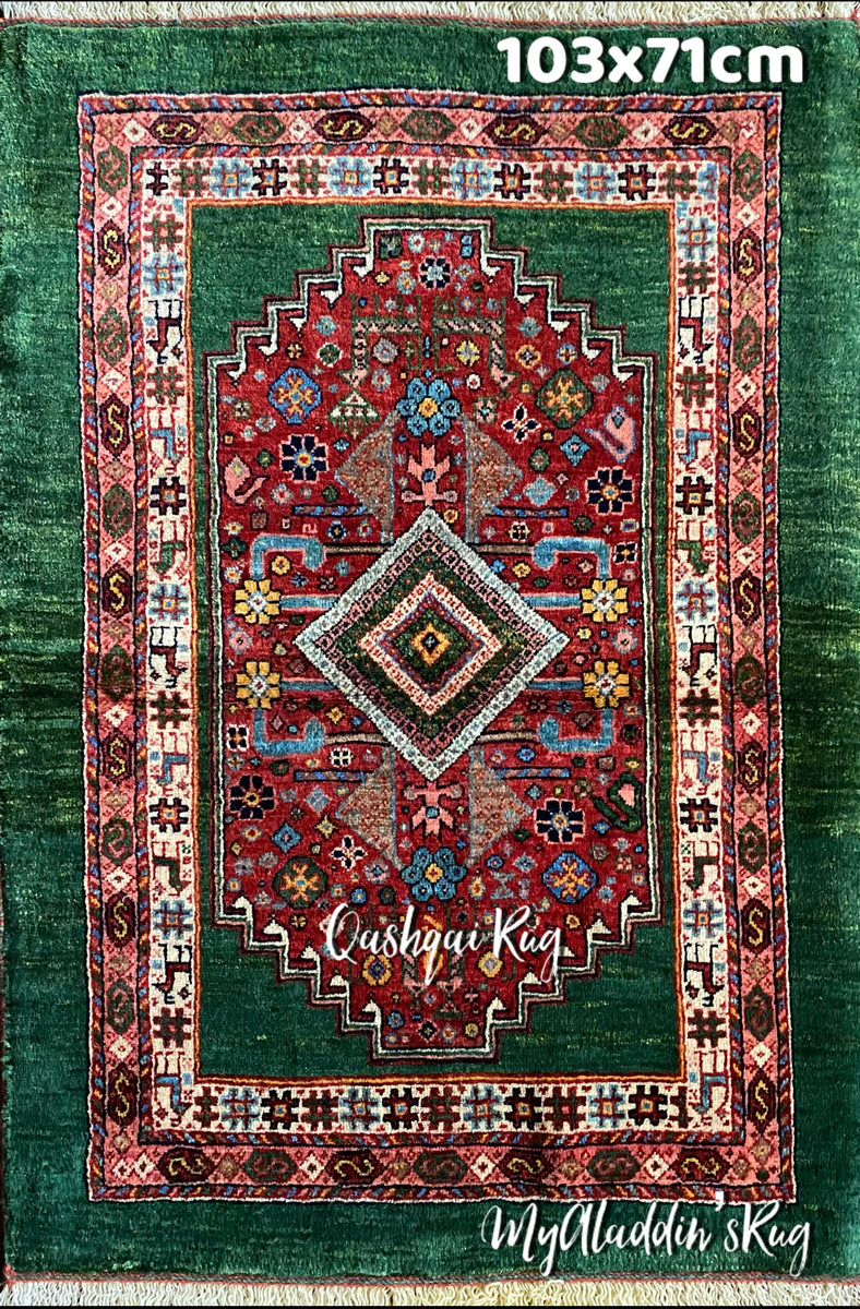 カシュガイ族 手織り絨毯 103×71cm– MARC My Aladdin's Rug & Carpet